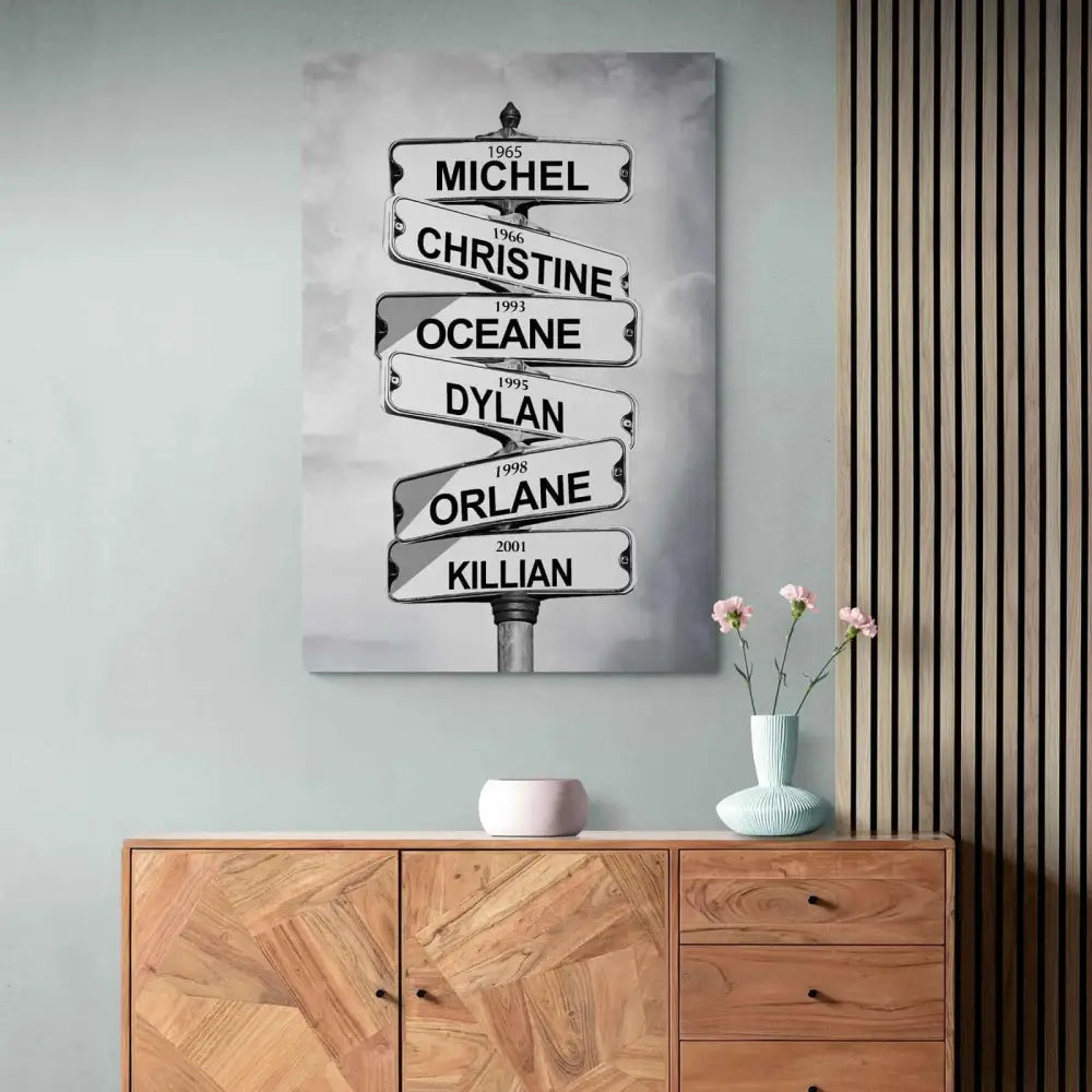 Tableau Personnalisé Prénoms Intersection Vintage - Montableaudeco