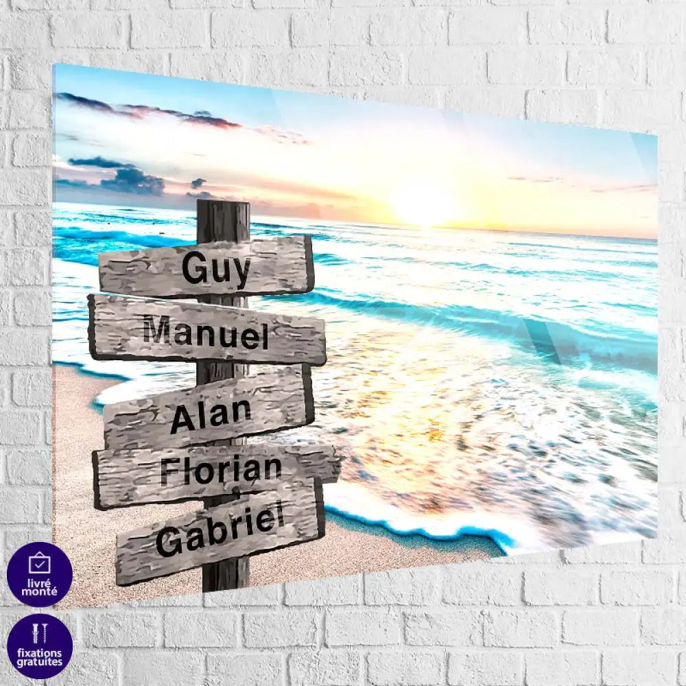 Tableau Personnalisé Prénoms La Mer 40x60cm / Couleur / Plexiglas Toile Imprimée