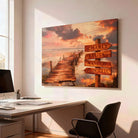 wall art first names wooden panels sunset