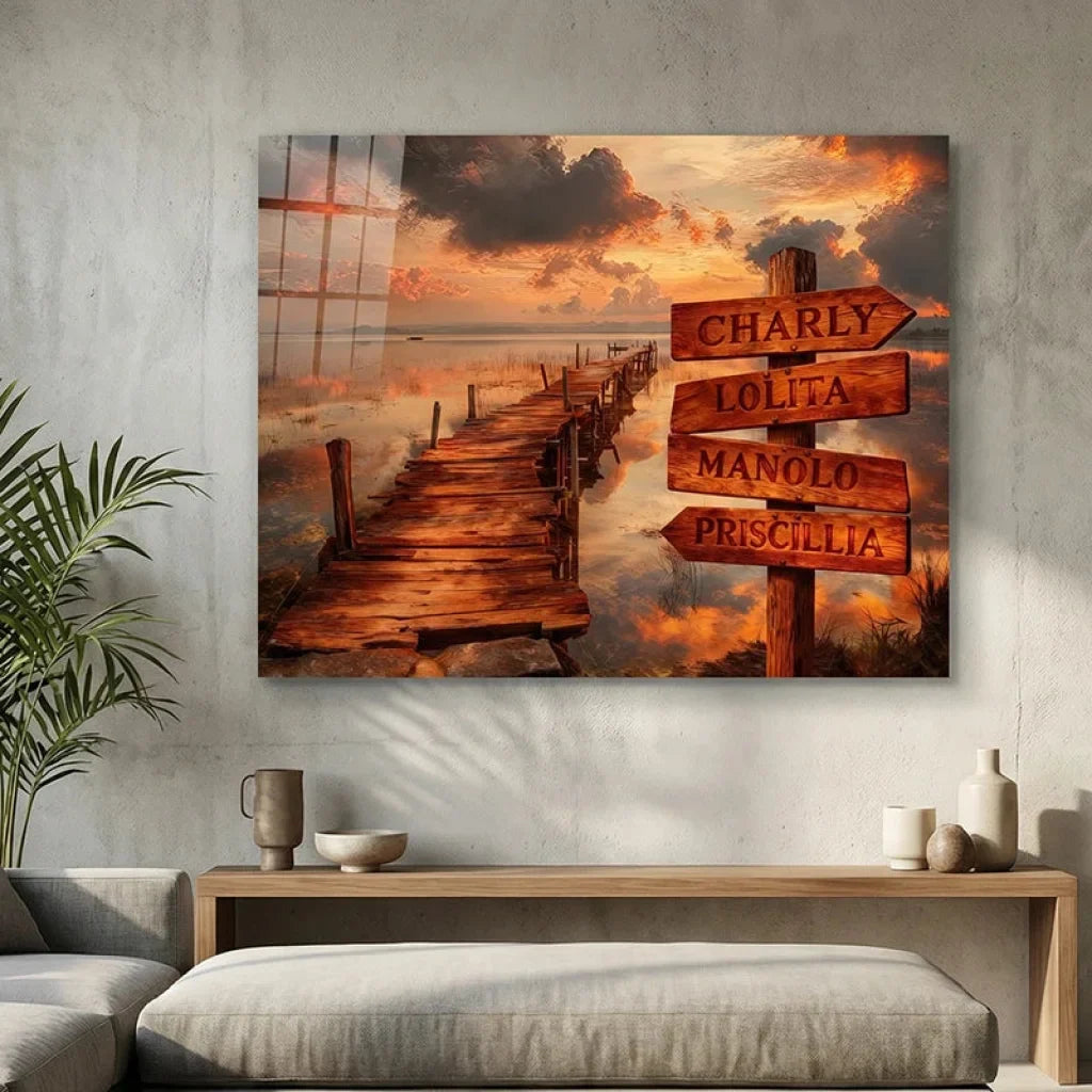 personalized wall art with names engraved on wood