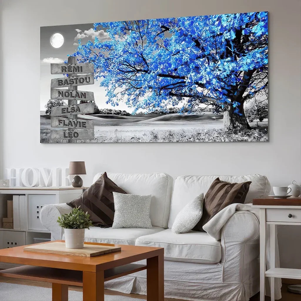 déco murale émotion tableau arbre et prénoms personnalisés

