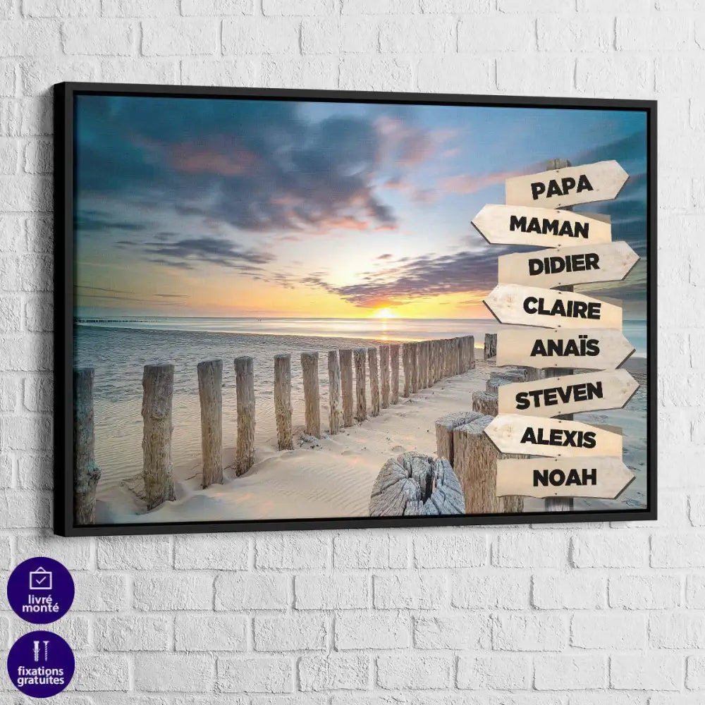 Tableau Personnalisé Prénoms Sable Blanc - Montableaudeco