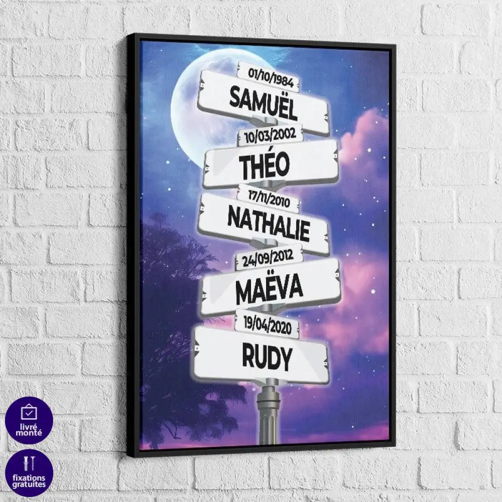 Tableau Personnalisé Prénoms Sous la lune - Montableaudeco