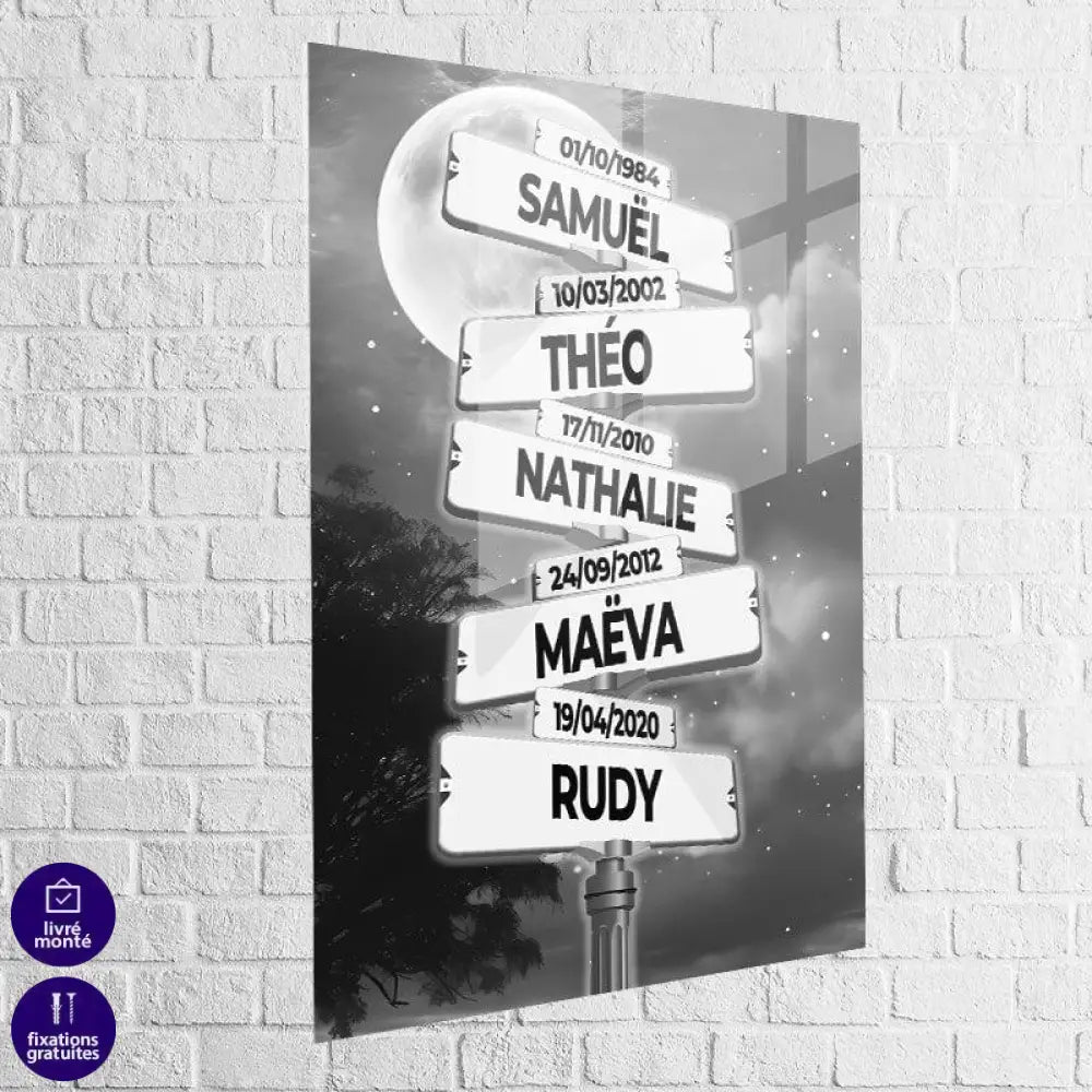 Tableau Personnalisé Prénoms Sous la lune - Montableaudeco