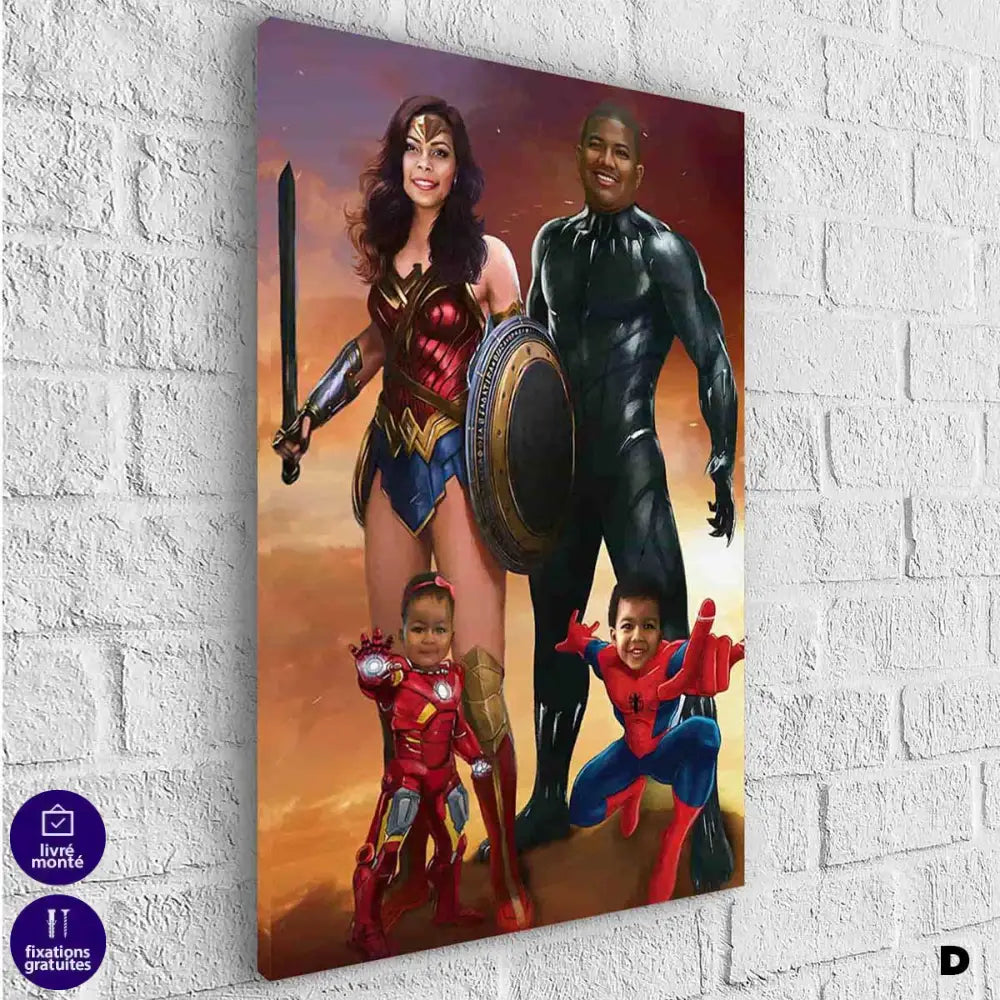 Tableau Personnalisé Super Héros Marvel Famille 4 personnages - Montableaudeco