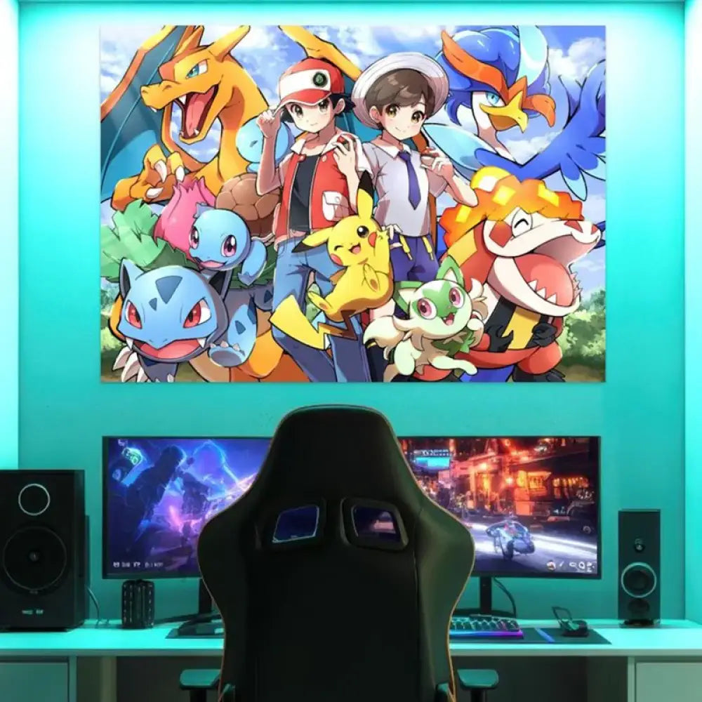 Tableau Pokémon Spirit moderne avec Pikachu et ses compagnons