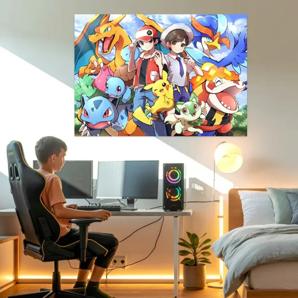Toile Murale Pokémon Imperméable 50x75 Cm - Résistante Aux UV Et Rayures - Décoration Maison/Bureau - Sans Cadre - 2