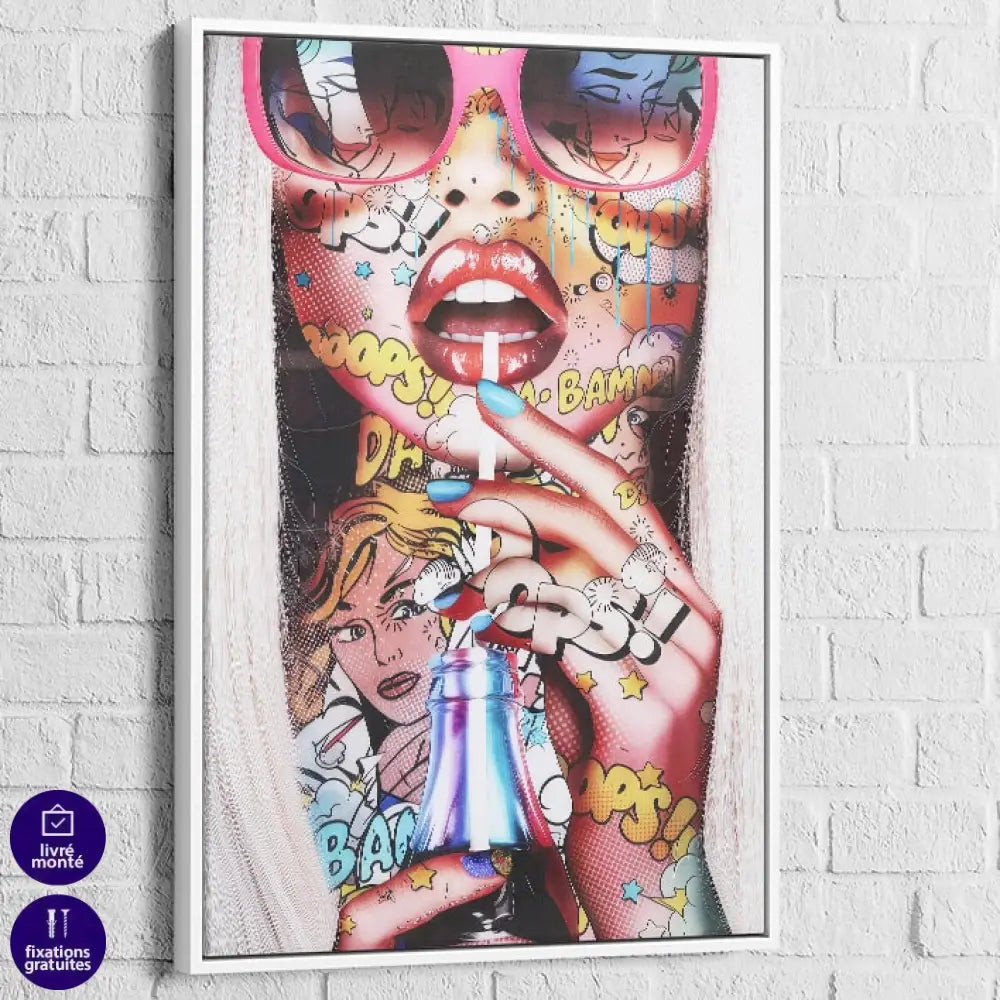 Tableau design Bam Girl - déco intérieure colorée et artistique style pop culture

