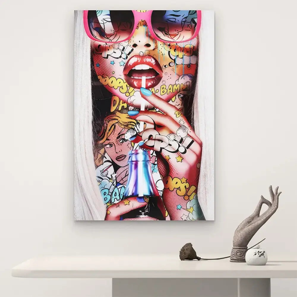 Tableau mural pop art Bam Girl - inspiration bande dessinée années 60 modernisée

