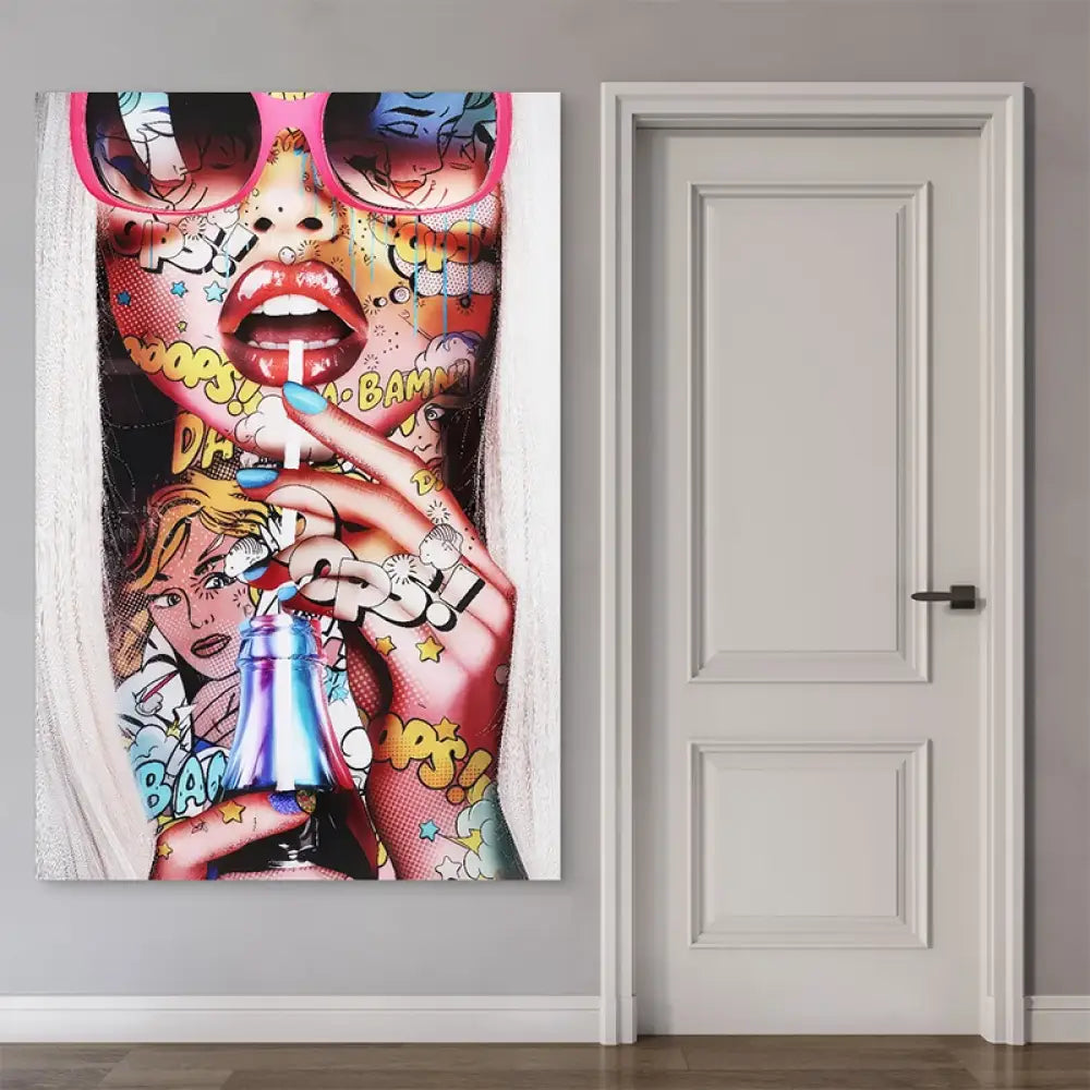 Décoration murale contemporaine pop art - portrait vibrant et original Bam Girl

