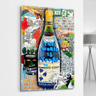 Stretched canvas street art wine bottle, gallery finish and intense colors