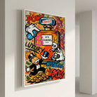 Pop Art Canvas Print Paris with white floating frame, modern chic style