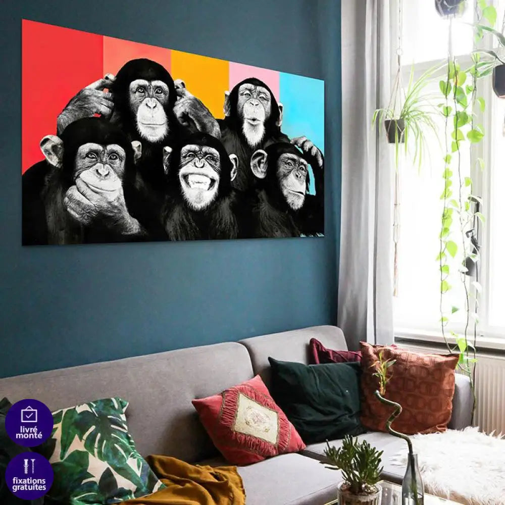 Tableau Pop Art Chimpanzés - Montableaudeco
