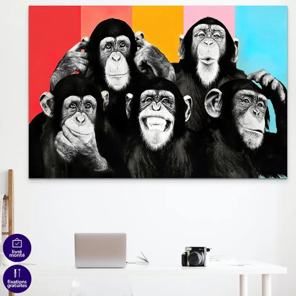 Tableau Pop Art Chimpanzés - Montableaudeco
