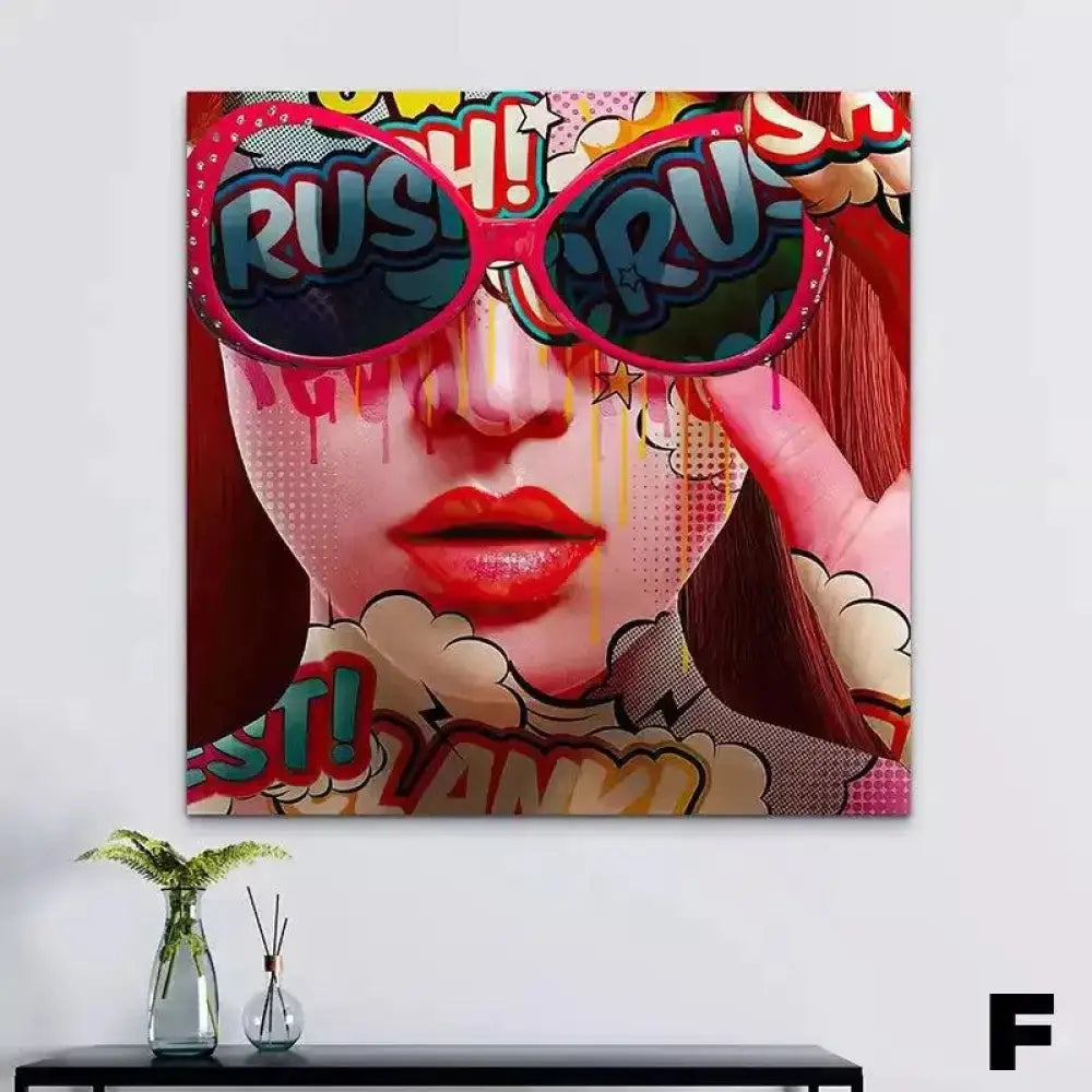 Tableau Pop Art Collection de Femmes Tatouées Flashy et Colorées - Montableaudeco