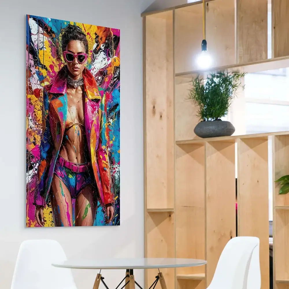 Tableau Pop Art – Femme Graffiti Couleurs Vives Tableau Pop Art