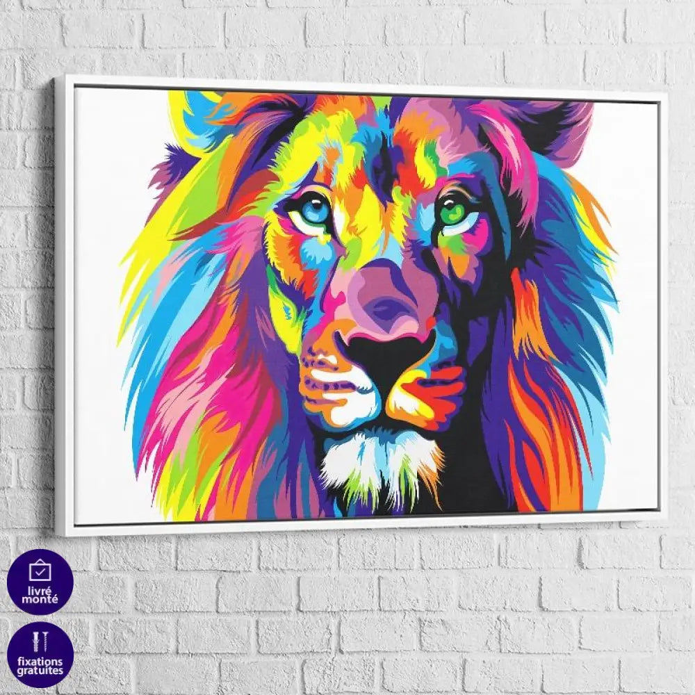 Tableau Pop Art Lion Coloré - Montableaudeco