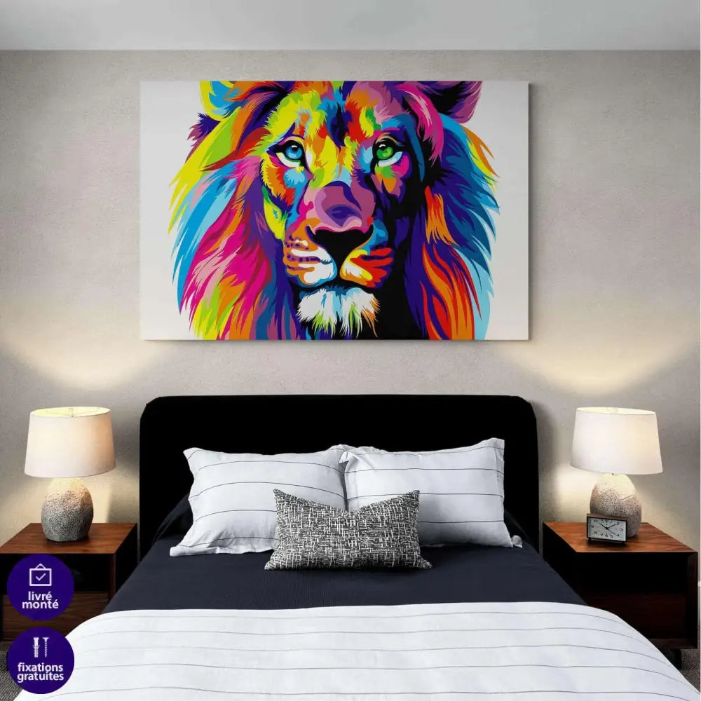Tableau Pop Art Lion Coloré - Montableaudeco