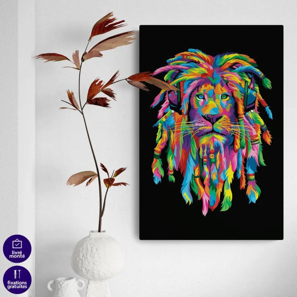Tableau Pop Art Lion Rasta - Montableaudeco