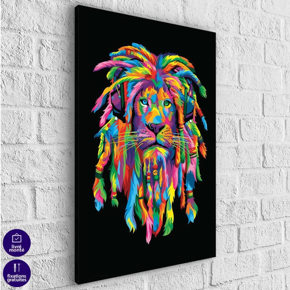 Tableau Pop Art Lion Rasta - Montableaudeco