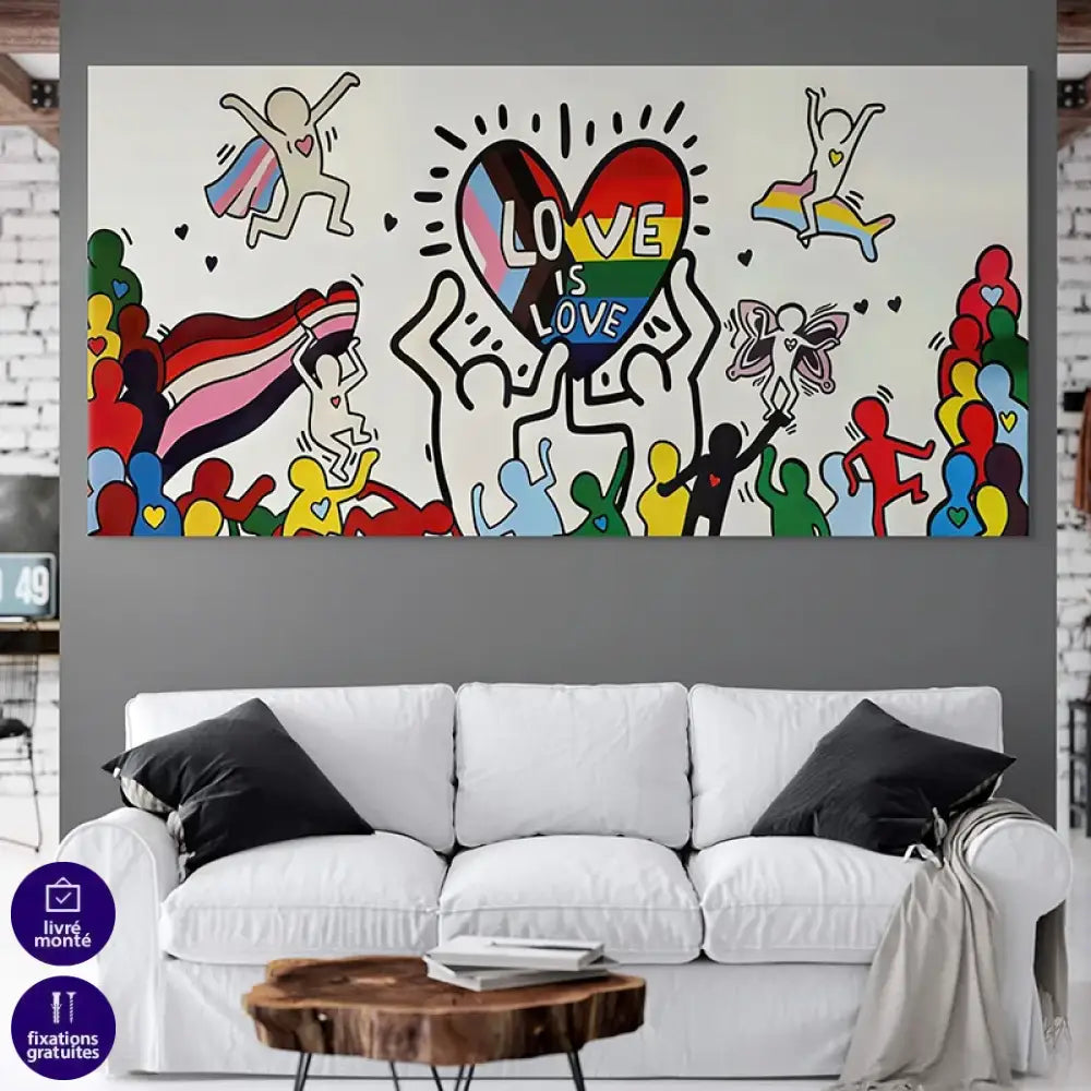 Grand format XXL tableau pop art Love Is Love pour salon