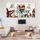 Tableau pop art Love Is Love cœur arc-en-ciel couleurs vives