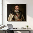 Custom painting of a historical figure, rendered in an elegant interior decor style