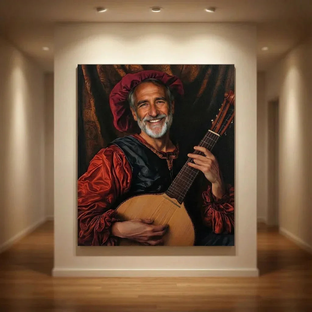 Renaissance painting Le Troubadour, period costume and warm background