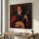 Historical Portrait Painting The Troubadour, Renaissance musician with lute