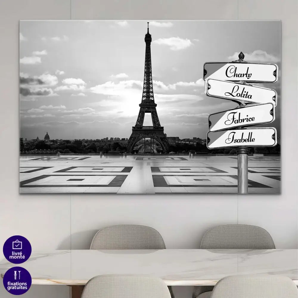Tableau Prénoms Famille Paris Eiffel - Montableaudeco