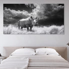 Tableau Rhinocéros Noir et Blanc 40x80cm / Toile tendue sur châssis Tableau Animaux