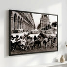 Tableau cadre flottant noir photo Robert Doisneau rue de Rivoli décoration murale chic noir et blanc