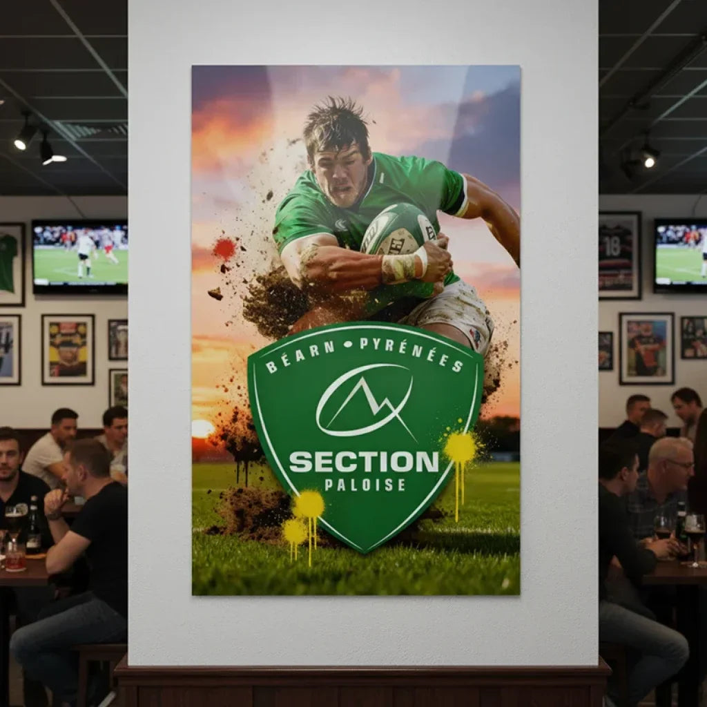 Rugby painting Section Paloise green jersey wall decoration