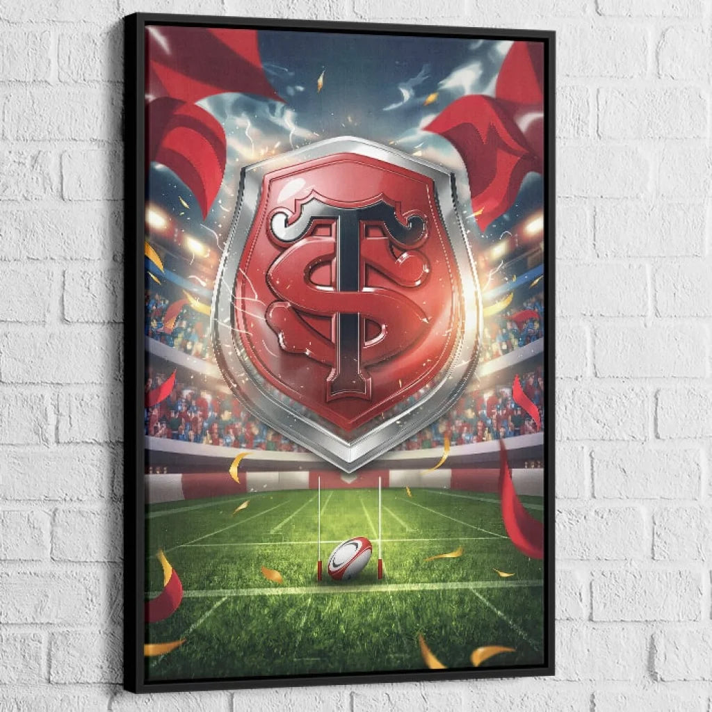 Stade Toulousain painting with Black Floating Frame, elegant contrast