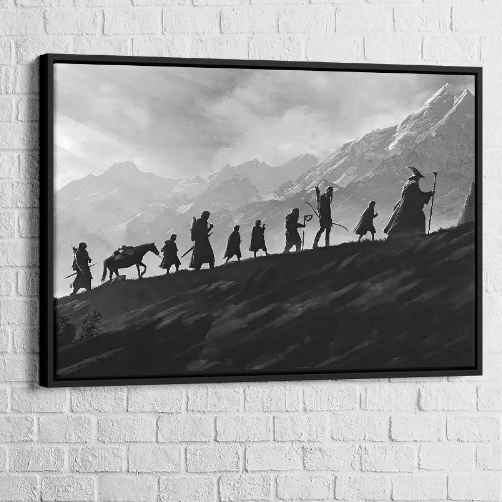 Tableau LOTR Montagne du Destin avec cadre noir – déco murale épique