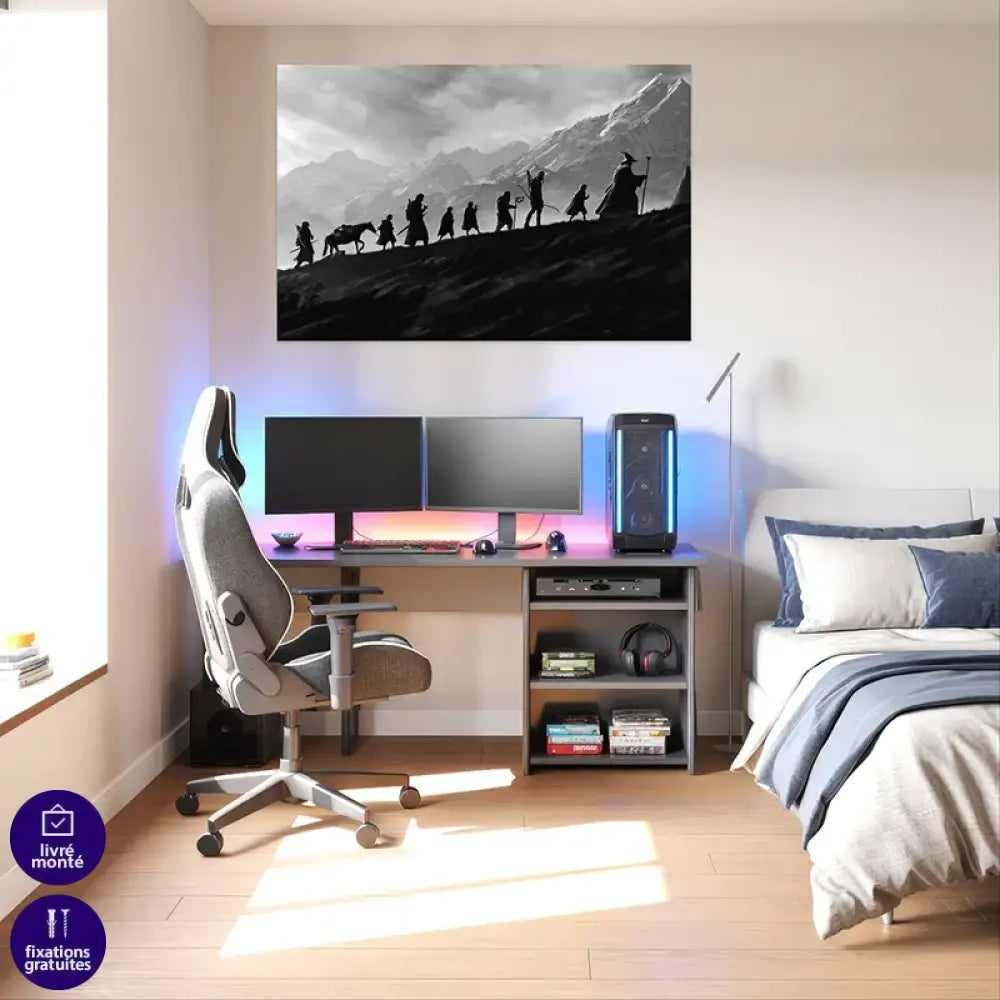 Affiche murale noir et blanc Seigneur des Anneaux – procession vers le Mordor