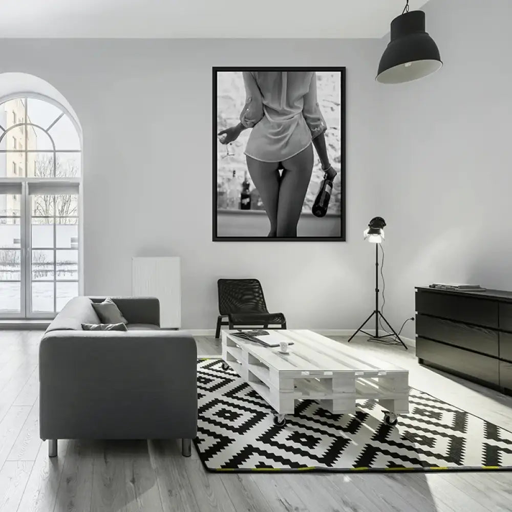 Affiche murale sexy – verre et bouteille, ambiance lounge raffinée