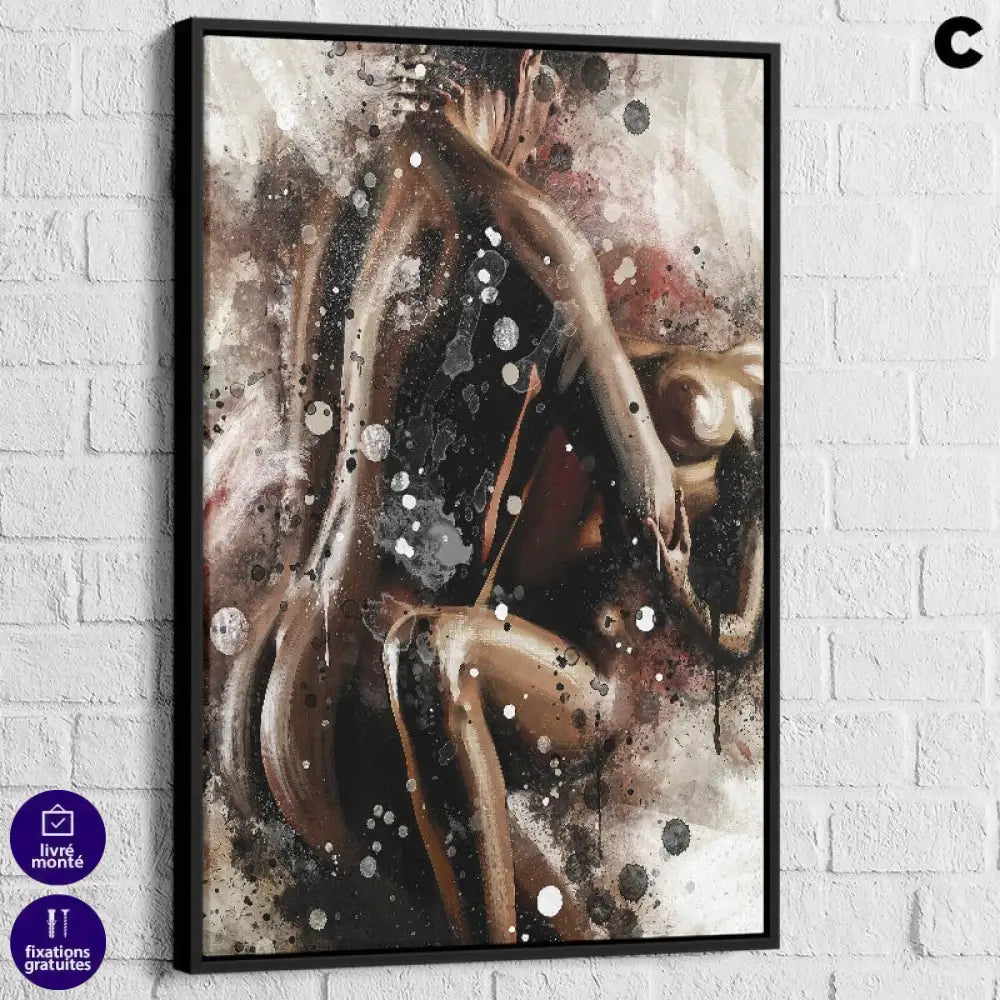 art abstrait sensuel silhouettes cadre flottant noir