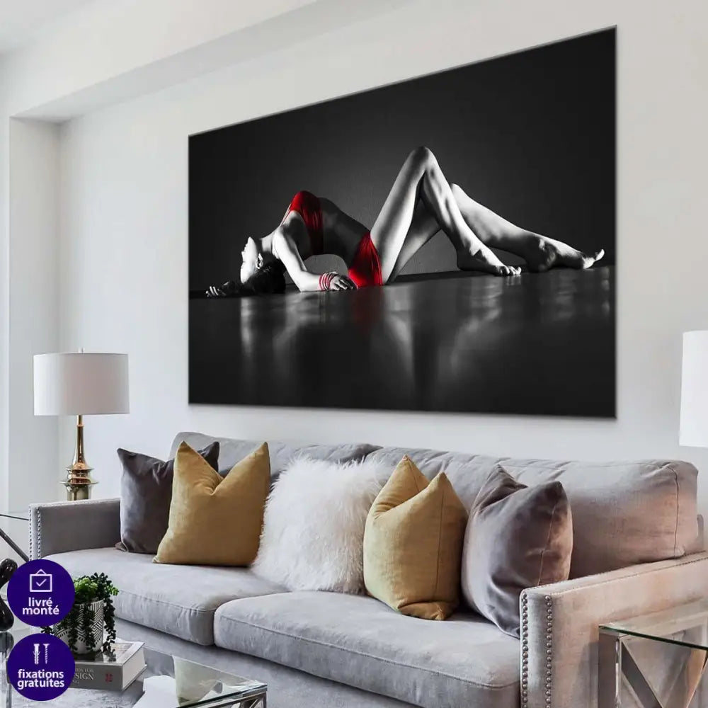 Tableau Sexy Gris sur Rouge - Montableaudeco