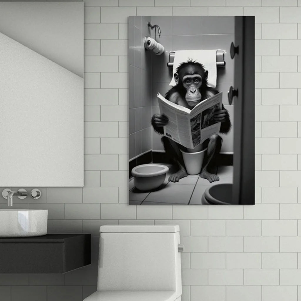 Tableau Singe aux Toilettes 40x60cm / Affiche sans cadre Tableau Singe