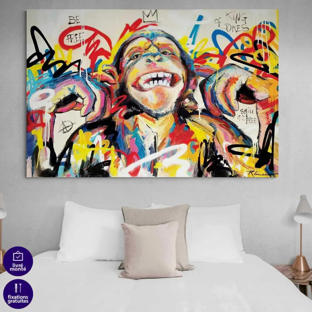 Tableau Singe Smile its Free - Montableaudeco