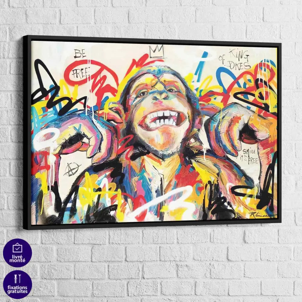 Tableau Singe Smile its Free - Montableaudeco