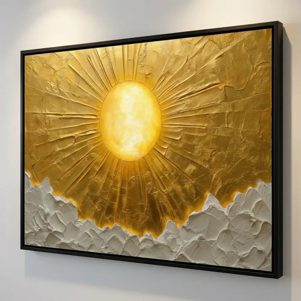 Tableau Soleil Doré - 40x60cm / Cadre Noir - Tableau Moderne