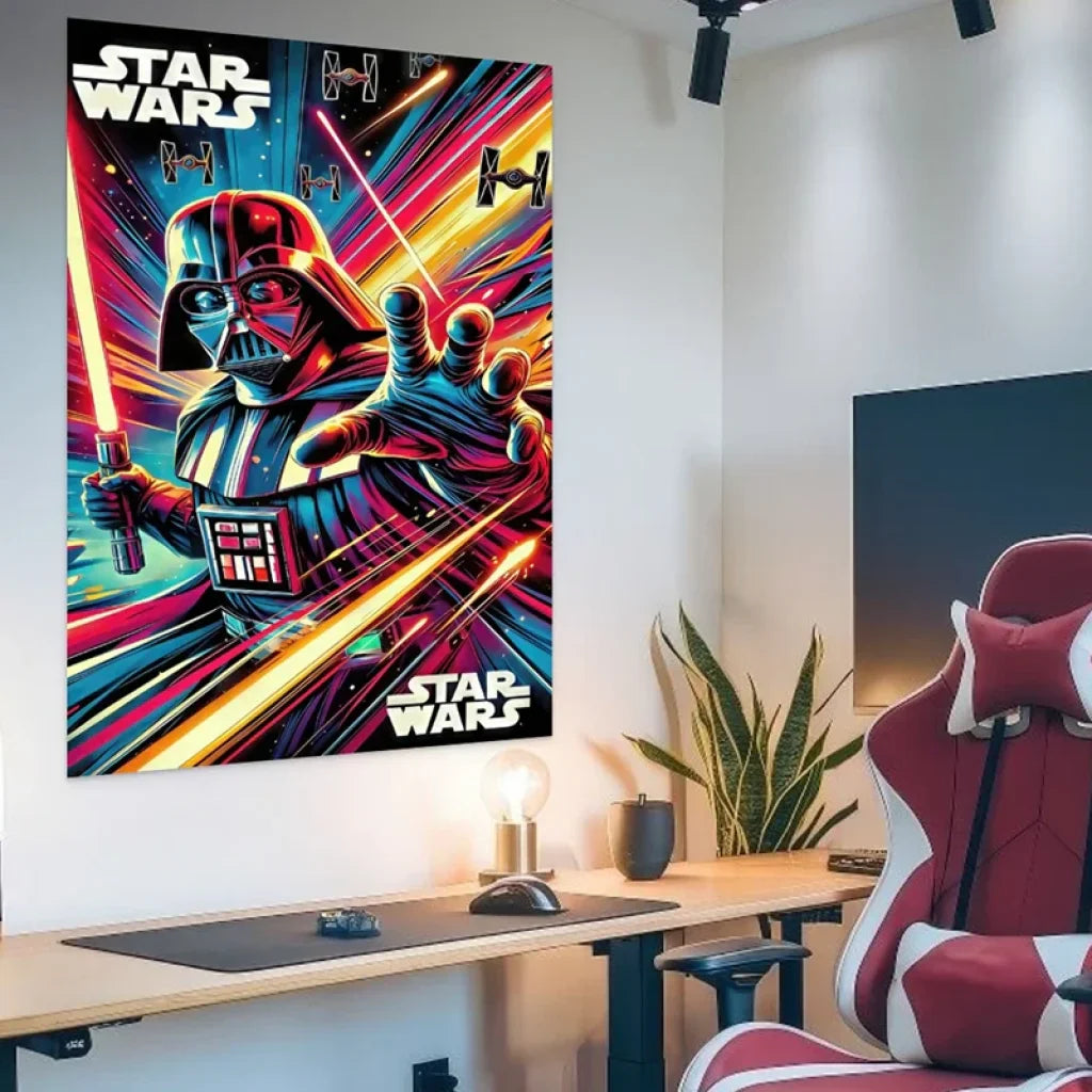 Tableau star wars Dark Vador Original 80 style néon multicolore
