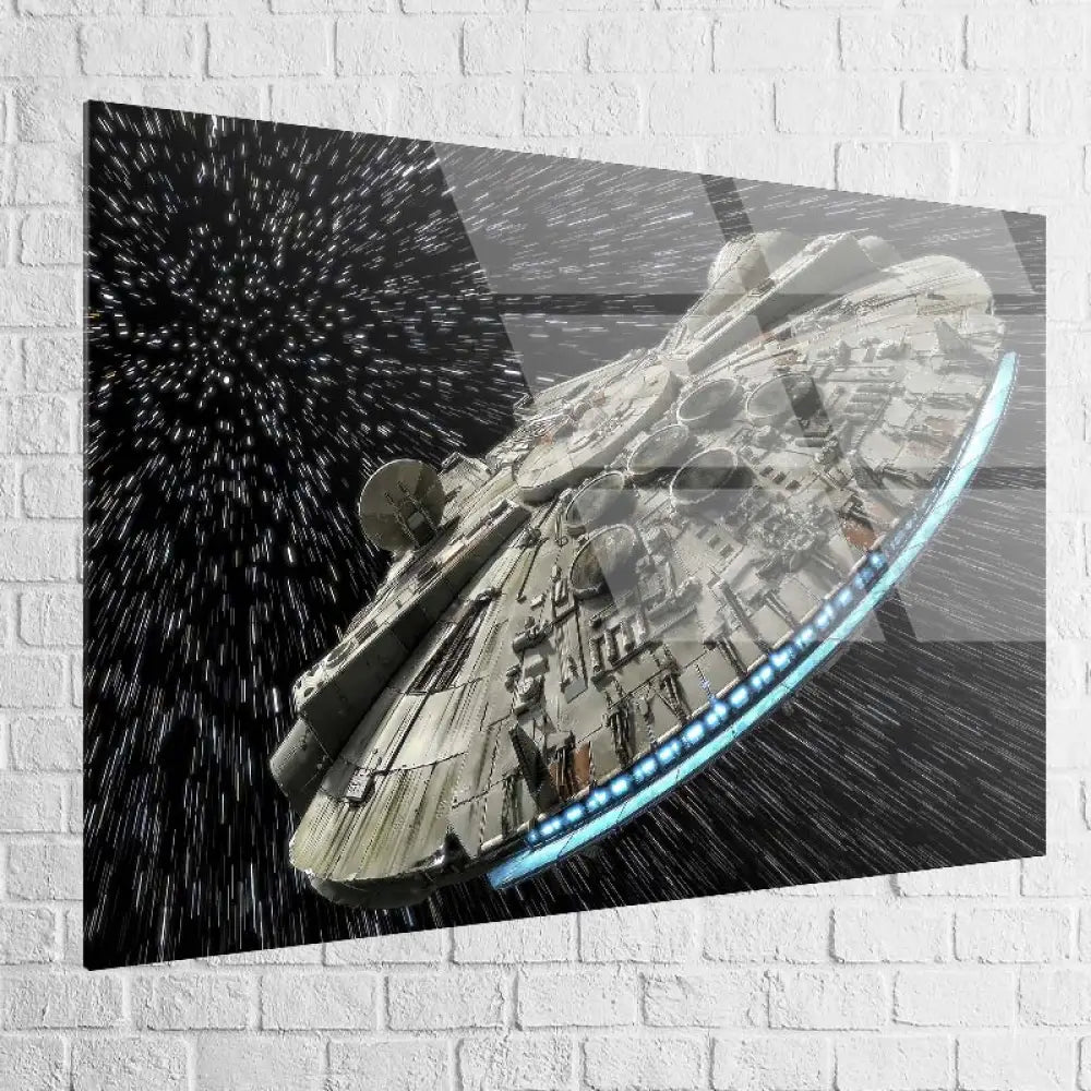 Tableau plexiglas Star Wars – Faucon Millénium rendu lumineux