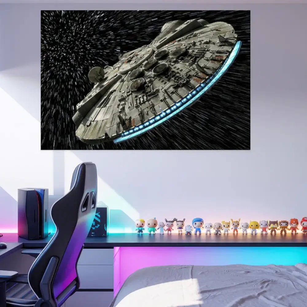 Grand format XXL Tableau Star Wars Faucon Millénium déco salon