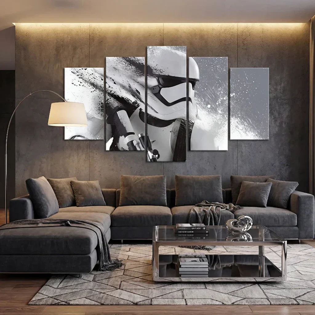 Black and white Stormtrooper multi-panel painting – Modern style