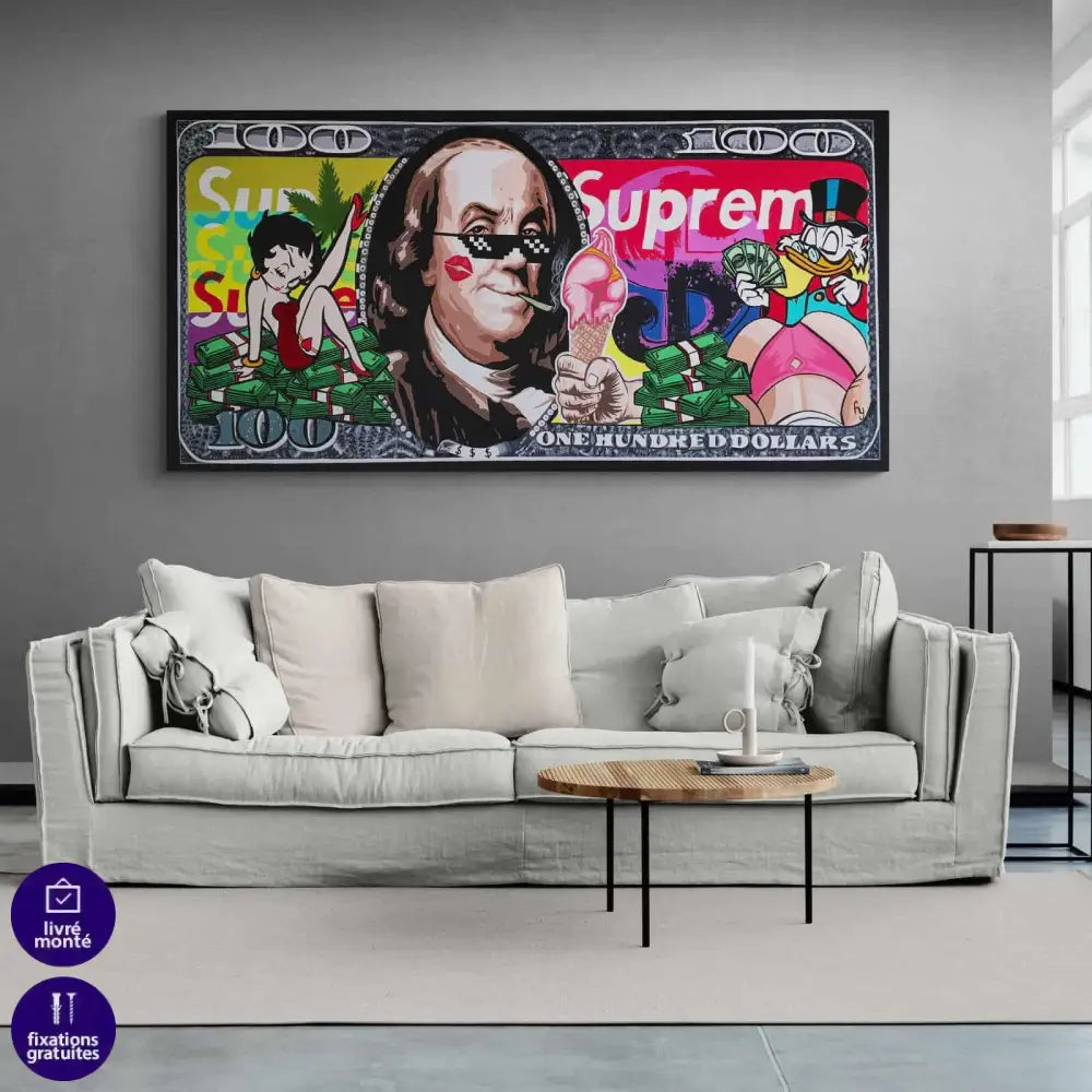 Tableau Street Art 100 Dollars - Montableaudeco
