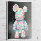 tableau street art bear graffiti avec cadre blanc 