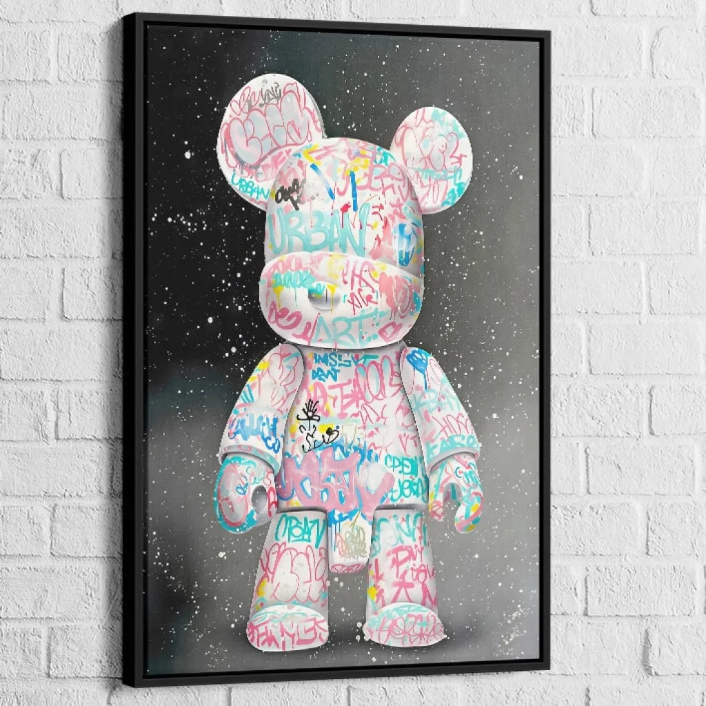 tableau street art bear graffiti avec cadre noir <!-- cadre noir -->